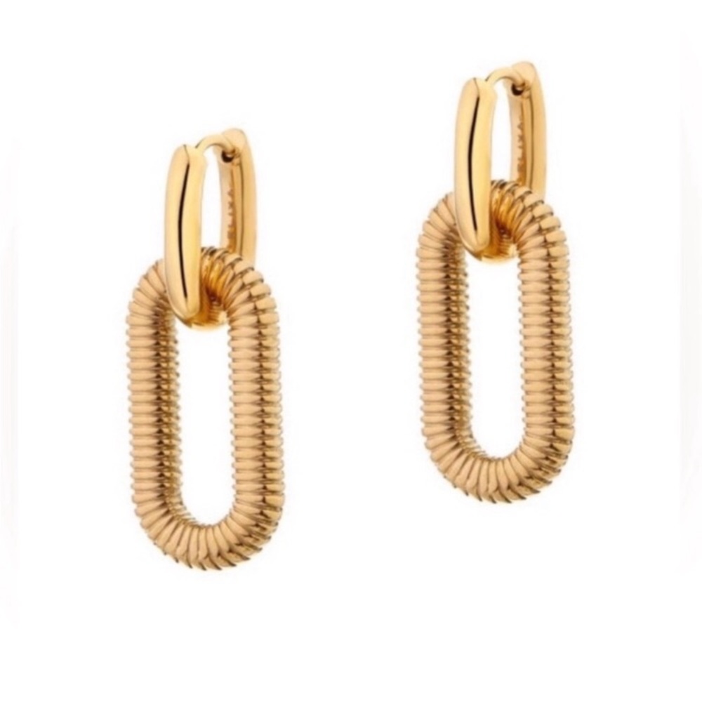 18k Gold Plated Hoop Link Earrings